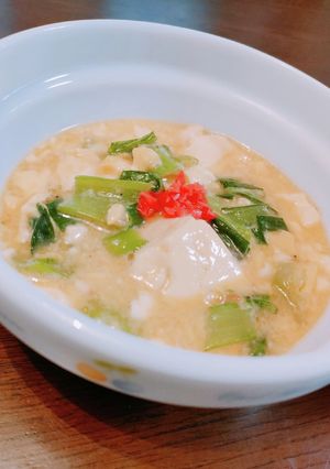 レンチンで！チンゲン菜と豆腐の卵とじ-レシピのメイン写真