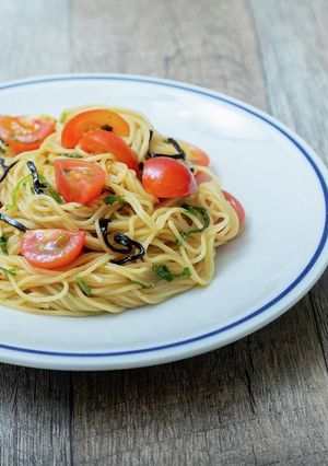 ミニトマトと塩昆布の冷製パスタ-レシピのメイン写真