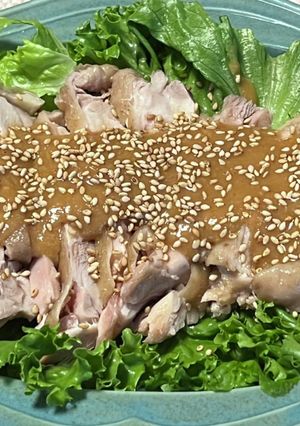 ♡鶏もも肉ソテーの万能胡麻味噌ダレかけ♡-レシピのメイン写真