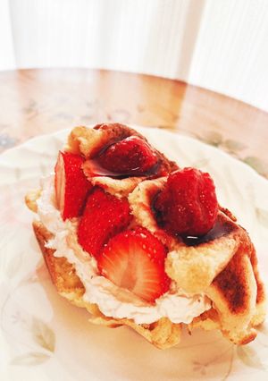 #簡単ヘルシー#豆腐とホケミの苺ワッフル-レシピのメイン写真