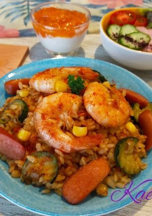 フライパンde簡単!えびのカレーピラフ-レシピのメイン写真