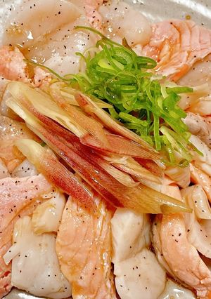 ホタテとサーモンの湯引きカルパッチョ-レシピのメイン写真