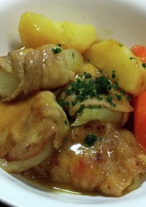 新玉ねぎの肉巻きカレー煮-レシピのメイン写真