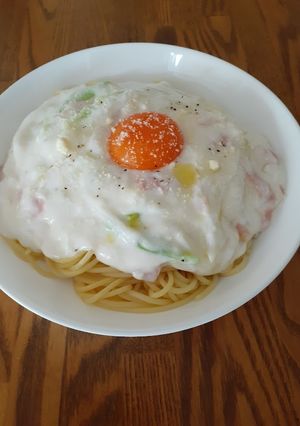 ブロッコリーの芯♪ふわっとカルボナーラ-レシピのメイン写真