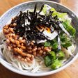 納豆オクラねぎ卵そうめん