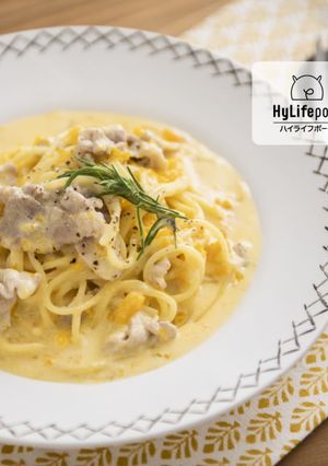 ハロウィンに！簡単かぼちゃポークパスタ-レシピのメイン写真