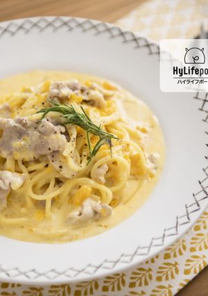 ワンパンで！簡単かぼちゃポークパスタ-レシピのメイン写真