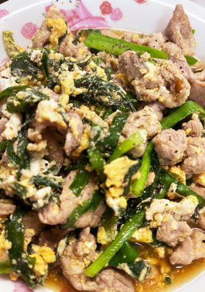 節約、簡単しっかり味付け豚肉ニラ卵-レシピのメイン写真