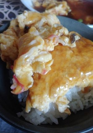 天津飯。かに玉をのせただけ。-レシピのメイン写真