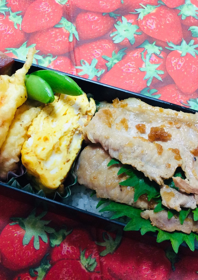 らっきょの天ぷらと生姜焼き弁当♡-レシピのメイン写真