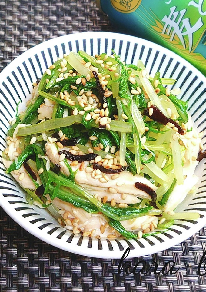 ささみと水菜の塩こんぶラーぽん和え-レシピのメイン写真