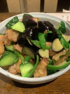 胡瓜と茄子とピーマンと鶏肉の炒め物-レシピのメイン写真