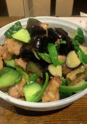 胡瓜と茄子とピーマンと鶏肉の炒め物-レシピのメイン写真