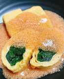 ほうれん草のだし巻き明太餡かけ