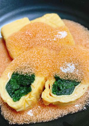 ほうれん草のだし巻き明太餡かけ-レシピのメイン写真