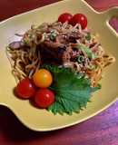 鯖の味噌煮缶で❖❖ピリ辛味噌焼きそば❖❖