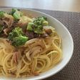 さんま蒲焼缶とブロッコリーのパスタ