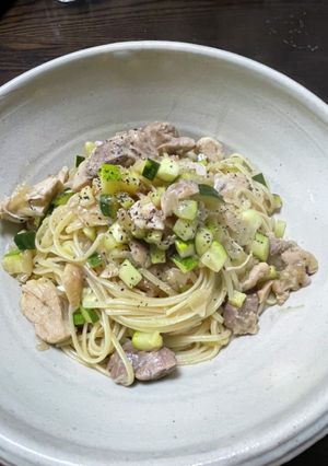 鶏肉白ワイン煮パスタ-レシピのメイン写真