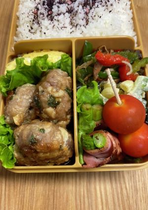 中1女子弁当アスメシ29豚こまチーズ団子-レシピのメイン写真