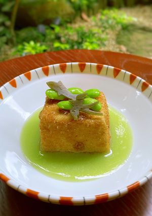 ずんだ餡のヘルシー揚げ出し豆腐-レシピのメイン写真