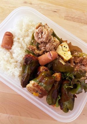 ピーマンの肉詰めと生姜焼き弁当-レシピのメイン写真