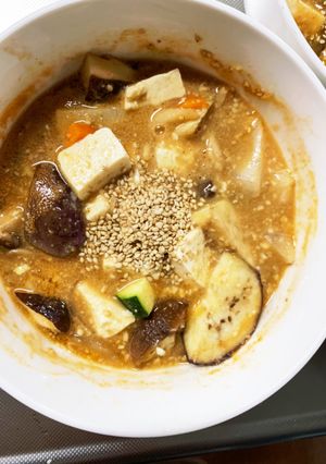 肉無豆腐茄子椎茸オーロラ味噌味八宝菜風-レシピのメイン写真