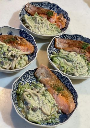 鮭のブロッコリーとキノコのクリームソース-レシピのメイン写真