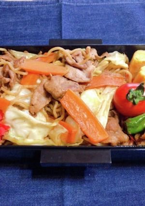 時短お弁当盛り付け記録　ソース焼きそば-レシピのメイン写真