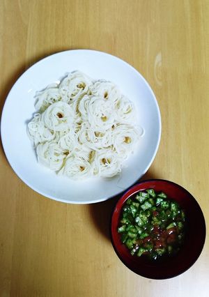 オクラと梅干しのあっさりそうめん-レシピのメイン写真