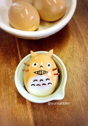 味付け半熟卵で作るトトロの可愛いおかず-レシピのメイン写真