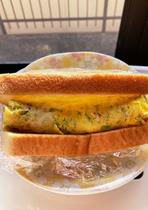 キャベツ消費★お好み焼き風厚焼き玉子パン-レシピのメイン写真