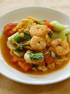 トマトとチンゲン菜の卵炒め-レシピのメイン写真
