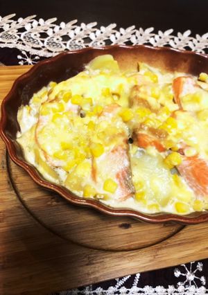 サーモンとポテトの味噌マヨソース焼き-レシピのメイン写真