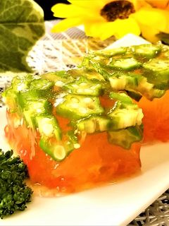 ♪夏を感じる♪オクラとトマトのゼリー♪-レシピのメイン写真