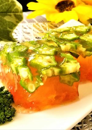 ♪夏を感じる♪オクラとトマトのゼリー♪-レシピのメイン写真