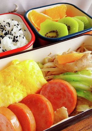 手抜き＆時短の自分弁当☆野菜炒め弁当-レシピのメイン写真