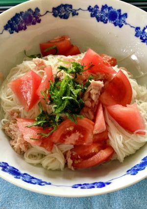 白だしで！トマトとツナのぶっかけそうめん-レシピのメイン写真