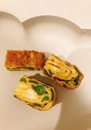 つかみ食べ離乳食☆いんげん卵焼き-レシピのメイン写真