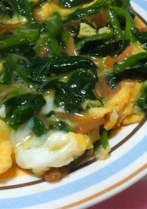 味付け不要！ほうれん草となめ茸の卵とじ-レシピのメイン写真