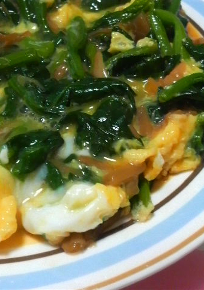 味付け不要！ほうれん草となめ茸の卵とじ-レシピのメイン写真