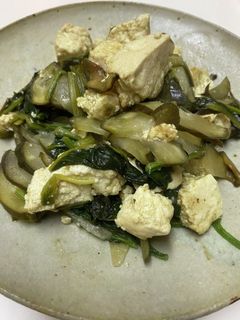 古漬けとほうれん草と豆腐の炒め煮-レシピのメイン写真