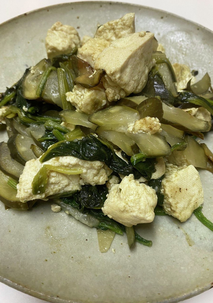 古漬けとほうれん草と豆腐の炒め煮-レシピのメイン写真