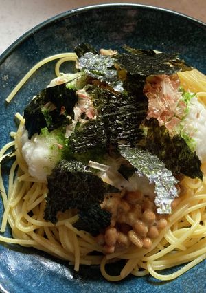 休日のランチ、納豆パスタ-レシピのメイン写真