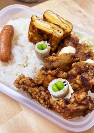 カリッもちっと☆カレー風味豚の唐揚げ弁当-レシピのメイン写真