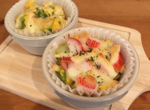 ブロッコリーの芯と卵タルタルチーズ焼き-レシピのメイン写真
