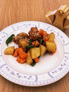 【大崎市】鶏肉と芋の揚げ煮【学校給食】-レシピのメイン写真