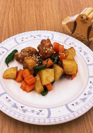 【大崎市】鶏肉と芋の揚げ煮【学校給食】-レシピのメイン写真