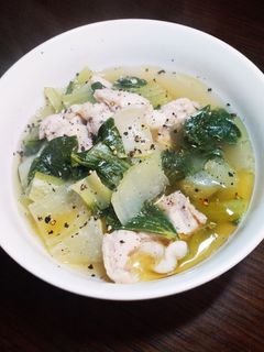 簡単☆鶏肉とチンゲン菜の白だしスープ-レシピのメイン写真