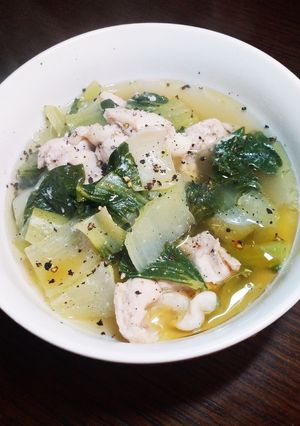 簡単☆鶏肉とチンゲン菜の白だしスープ-レシピのメイン写真