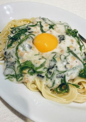 コクうま♪納豆と卵のふわとろパスタ-レシピのメイン写真